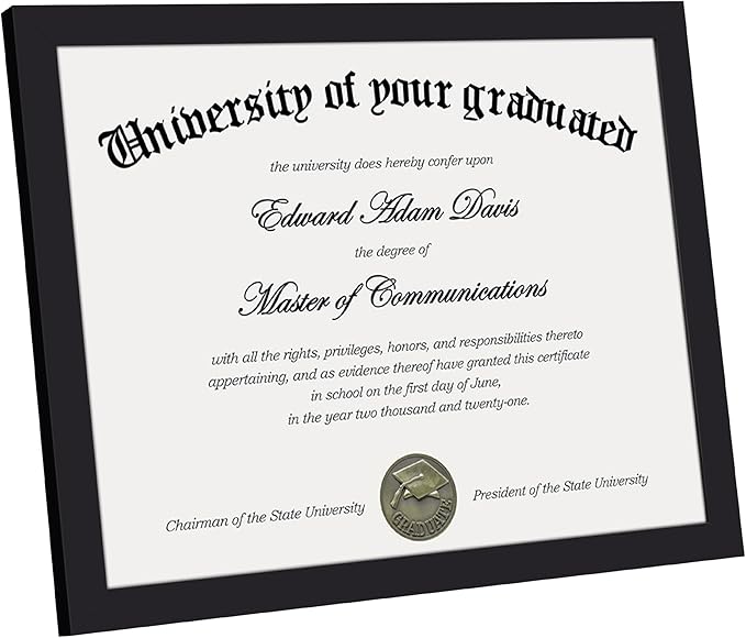 upsimples Certificate Frame with Clear Plexiglass, 8.5 by 11 Picture Diploma Document Degree Frame for Wall and Tabletop, Black, 3 Pack