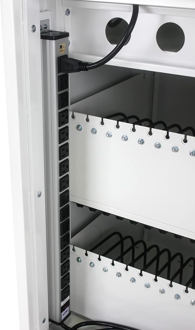 35 Device Mobile Charging Station for Laptops/Tablets/iPads/Chromebooks,35 Bay Lockable Charging Cabinet with Power Strip for Classroom,School Charging Carts with Casters(White)