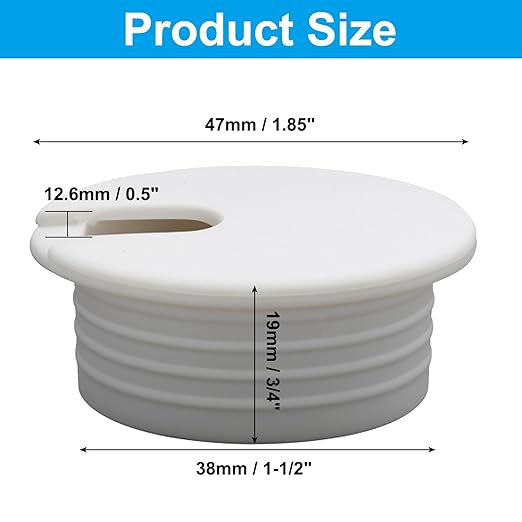 2Pcs 1-1/2 Inch Desk Grommet ABS Plastic Desk Hole Cover U-Shaped Desk Wire Hole Insert, 1.5Inch White Cable Hole Cover for Office Home School/Computer Desk