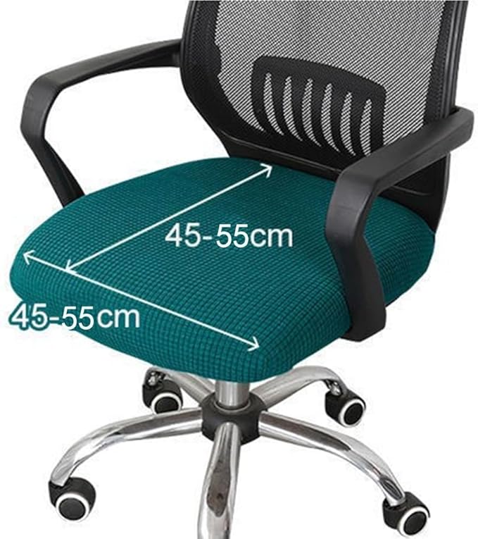 Sunnyway Stretchable Office Chair Seat Cover, Elastic Chair Slipcover with Tie Straps, Dining Chair Slipcover Machine Washable, Fits Seat Size 17.7"-21.7" (Blue)