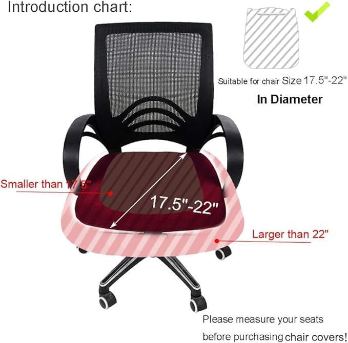 Smiry Stretch Jacquard Office Computer Chair Seat Covers, Removable Washable Anti-dust Desk Chair Seat Cushion Protectors - Red