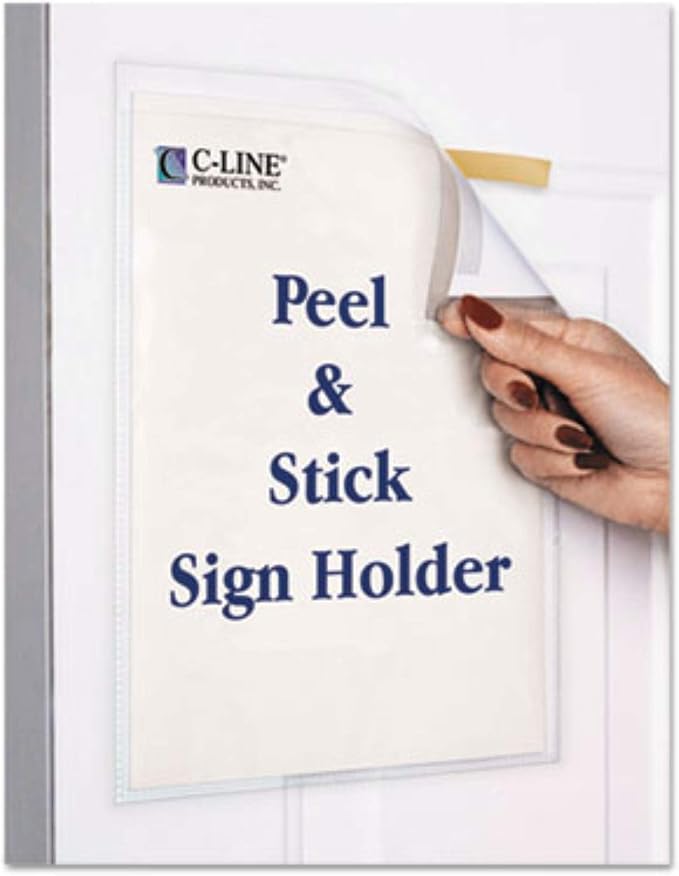 C-Line Peel and Stick Display Pockets, Clear, 8.5 x 11 Inches, 10 per Pack (36911)
