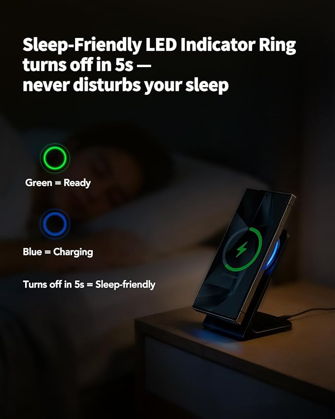 Magnetic Wireless Charger for iPhone, 15W Phone Charger Stand for iPhone/Samsung/Google(Matt Black)