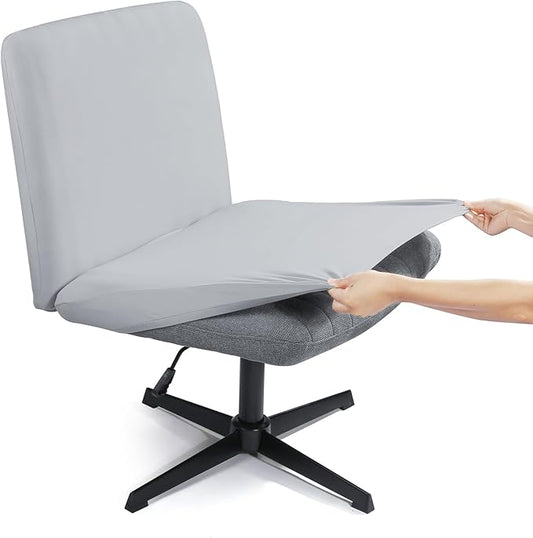 Iauddy Armless Criss Cross Office Desk Chair Cover Slipcover,Accent Mid Back Wide Swivel Task Vanity Slipper Chair Protector Stretch Removable Without Arms for Accent Chair