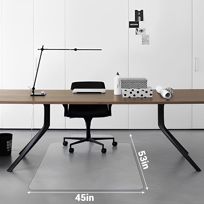 Office Chair Mat for Hard Floor, 45'' x 53'' Computer Desk Chair Mat for Floors, Easy Rolling for Office on Carpets Anti-Slip Carpet Protector for Rolling Work and Gaming Chairs