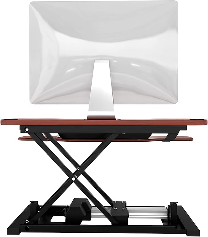 VERSADESK® PowerPro™ Elite 36” x 24" – App Controlled Electric Standing Desk Converter w/USB Charging Port. Raises up to 20”. Fully Assembled – Includes LED Lights. Supports 80 lbs. – Cherry