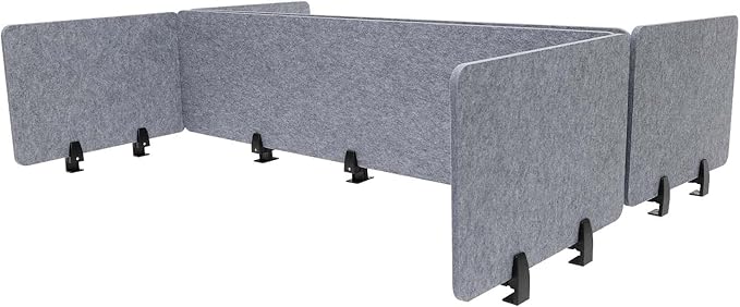 Stand Up Desk Privacy Panel, Clamp On Desk Divider, Acoustic Desk Privacy Panel - 2 x Long Panel - 59 x16In + 4 x Short Panel - 23.6x16In Library & Office Furniture Partition