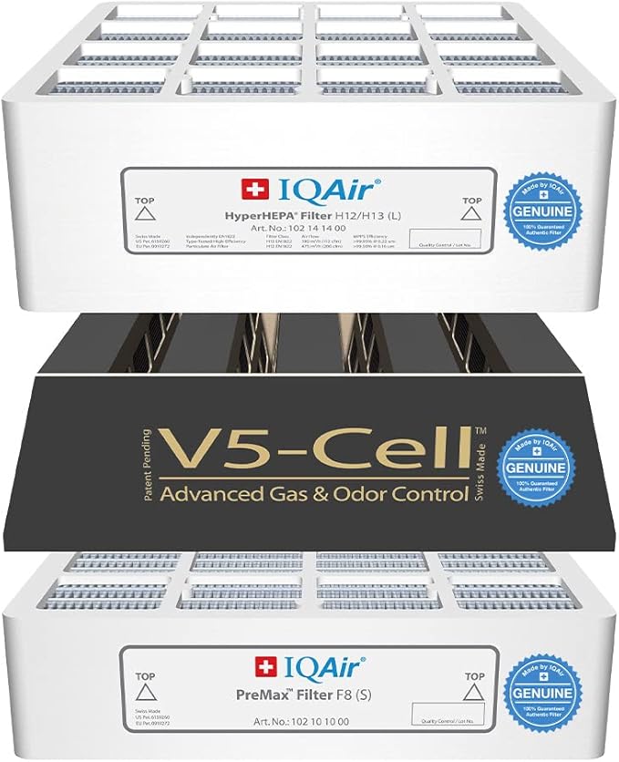 IQAir 3-in-1 Filter Bundle - Genuine Replacement Filters for HealthPro Plus System - PreMax Pre-Filter - V5 Cell Gas & Odor Filter - Patented HyperHEPA Filter - Swiss Made Filters for Air Purifiers