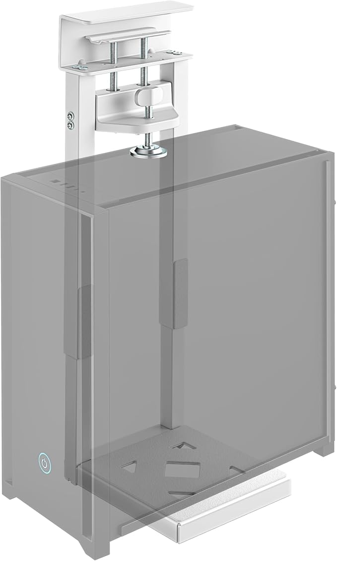 monTEK 66 LBS Heavy-Duty Ventilated Under Desk PC Mount, Adjustable No-Drill PC Mount with Protective Pads,16.1"-25.6" H, Ideal for Office Home Classroom, White