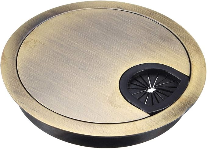 uxcell Cable Hole Cover, 3.1Inch/80mm Zinc Alloy Desk Wire Cord Cable Grommets Hole Cover for Office PC Desk Cable Cord Organizer, Bronze Tone