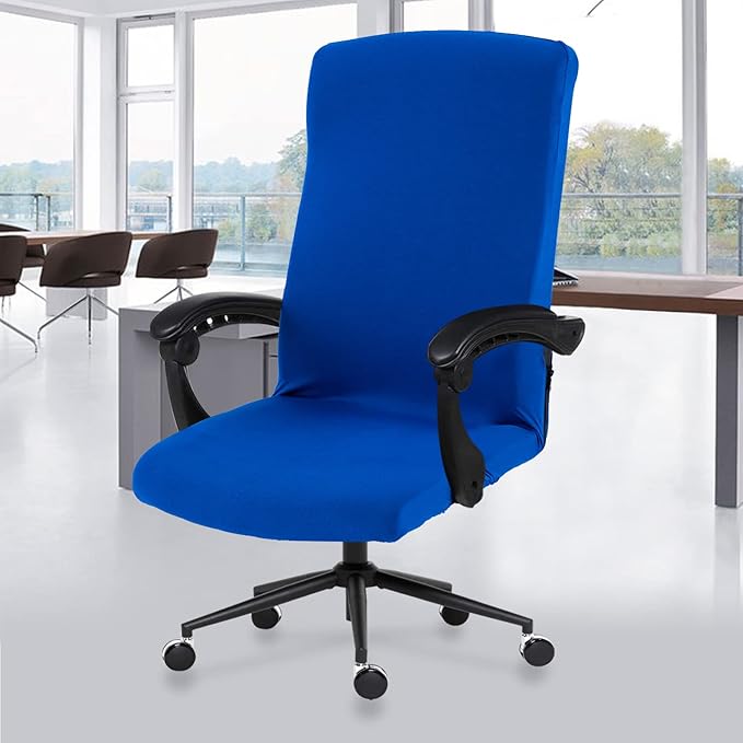 Elastic Computer Chair Cover with Durable Zipper - Protective Removable Washable Universal Office Desk Chair Seat Slip Cover - Stretchy Soft Anti-dust Desk Chair Seat Protector for Dogs, Cats, Pets
