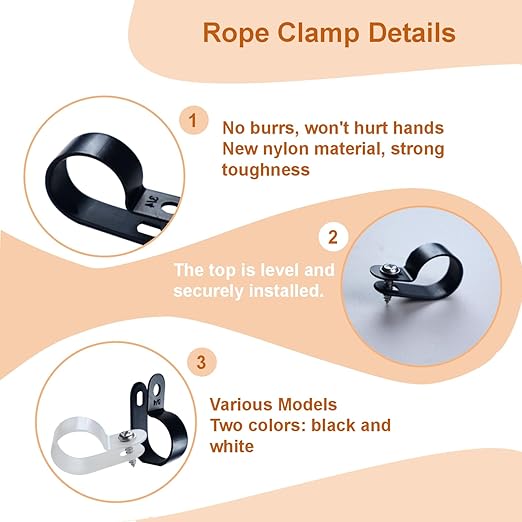120 Pack 3/8 in Rope Light Clips Black,Rope Light Clips p-Style Mounting Clips Plastic Cable Clamps for Wire Management (Black-120p, 3/8)