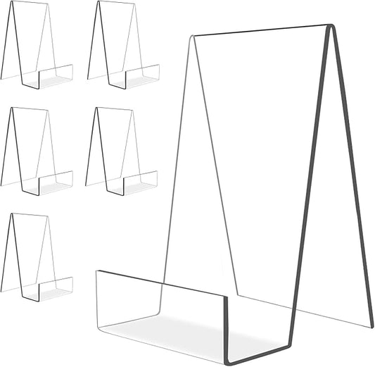 6'' x 4'' Acrylic Book Display Stand Clear Easel with Ledge Tablet Holder for Displaying Books, Pictures, Notebooks, CDs, Artworks, etc (Large) (6)