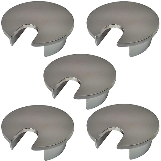 Electriduct 2" Metal Desk Grommet Cable Hole Cover Wire Cord Organizer | Brushed Nickel (5 Pack)