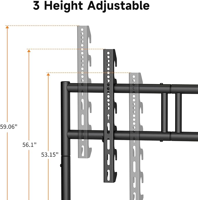 XINLEI Easel Rolling TV Stand for 32-80 Inch TV up to 121lbs, Mobile Portable TV Cart with Wheels Minimalist for Home Business Office Living Room School, Max 600x400mm VESA, Black ML5C