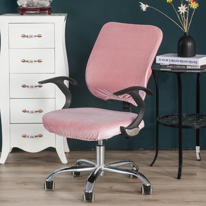 VIOKKO Stretch Spandex Velvet Computer Office Chair Covers, Removable Washable Universal Chair Slipcovers for Hotel Home Bar Wedding Party Decor (Chair Seat Cover + Backrest Cover)
