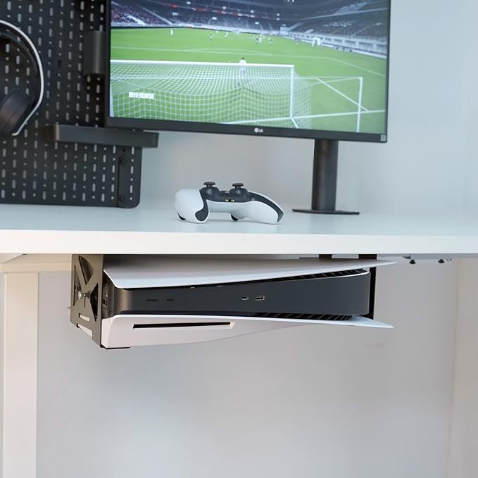 Monzlteck Under Desk Holder for PS5/PS5 Slim/Pro,Stealth Mount Compaitble with PlayStation 5 Disc & Digital Edition Console,Space Saving,DP-05