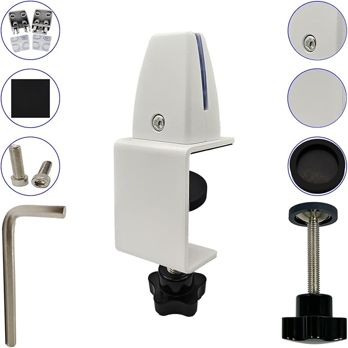 Desk Divider Clamp For 1/8" To 0.51" Panel, Adjustable Desk Partition Clamp For 0.32" To 2.04" Desktop, Standing Desk Accessories For Desk Privacy Folders, White Sneeze Guard Holder 4-pack