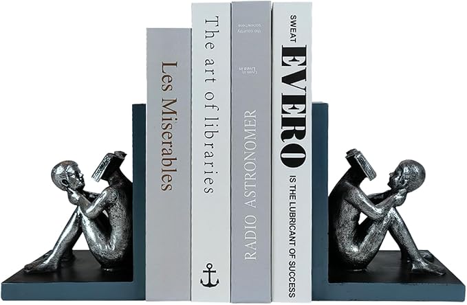 LIFFY Decorative Book Ends,7" Heavy Duty Non-Skid Bookends for Shelves,Unique Indoor Home Decor Book Holder Ornaments for Home,Office,Living Room,Bedroom