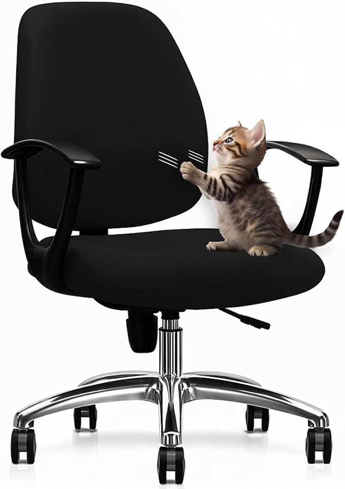 Office Chair Covers - 2 Piece Protective Stretchable Chair Seatcovers Stretch Chair Slipcover, Removable Washable Universal Armchair Cover Slipcover Chair Seat Cover Protector Cover