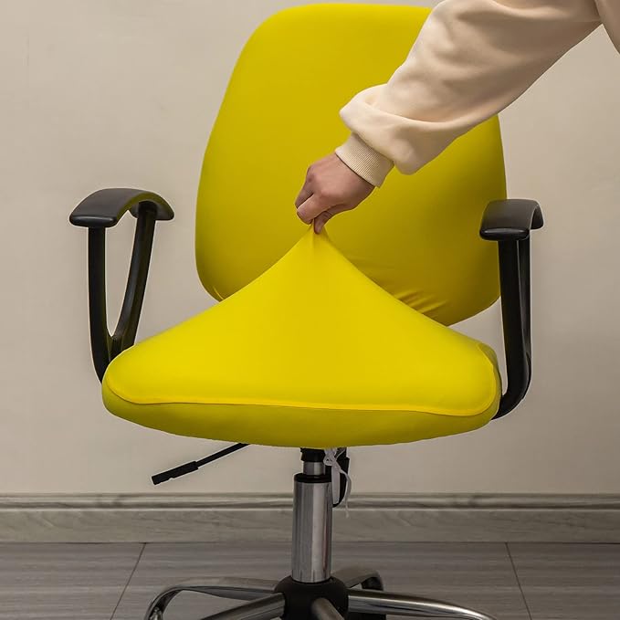 Melaluxe Computer Office Chair Covers, Protective & Stretchable Universal Chair Cover, Stretch Rotating Chair Slipcover (Yellow)