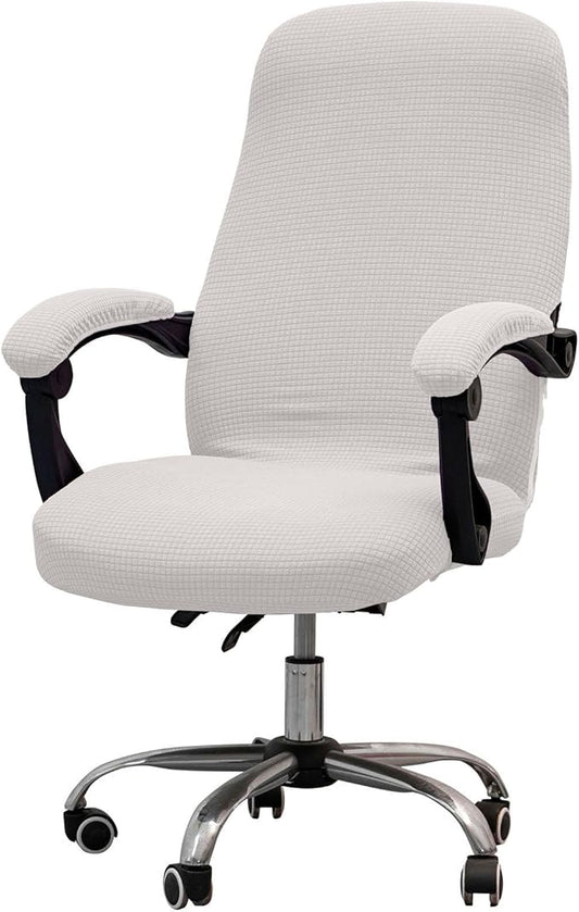 Melaluxe Office Chair Cover with Armrest Covers， Universal Stretch Desk Chair Cover, Computer Chair Slipcovers (Size: L) - Cream