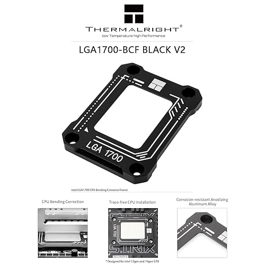 Thermalright LGA1700-BCF Black V2 CPU Anti-Bend Fixer, Intel 12/13/14 Gen Anti-Bend Fixing Fixture, Intel CPU Corrective Fixing Bracket, LGA17XX Corrective CPU Bender, LGA1700 Full Fit Fixer