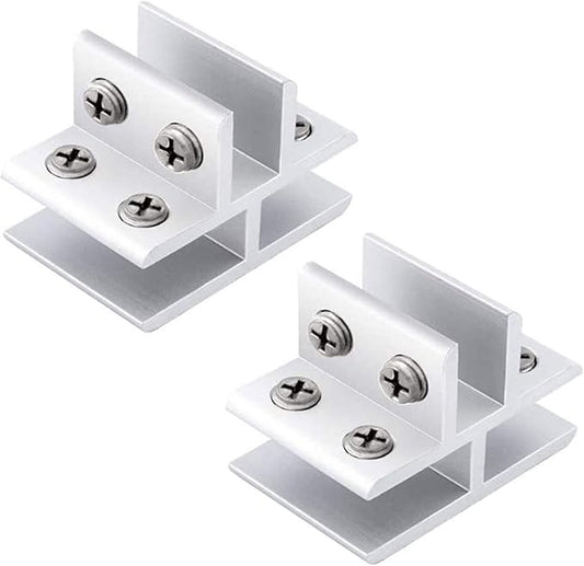 INCREWAY Glass Clamp, 2 Pieces Adjustable T-Shape Clips 90 Degrees Aluminum Alloy Shelf Support Bracket, 3 Sides Holder for 10-12mm Thick Glass in Kitchen Balcony Guardrail