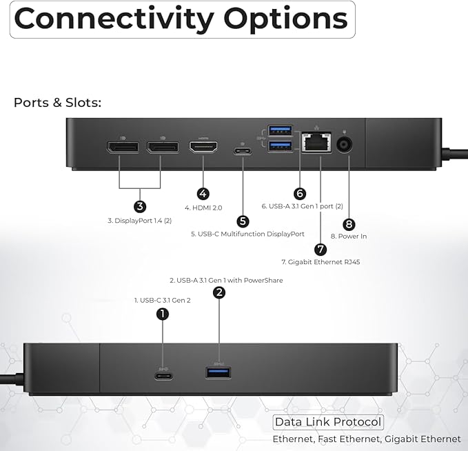 WD19S Docking Station 180W (130W Power Delivery) - Docking Station Dual Monitor, Dock Station with 180W Power Supply + HDMI Cable + DisplayPort Cable + USB-C Cable + Microfiber Cloth (Renewed)