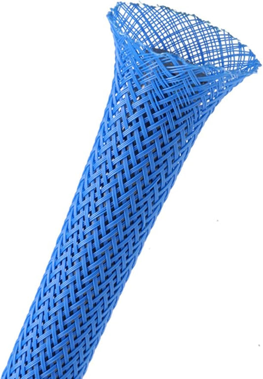 2" PET Expandable Braided Sleeving - Color: Neon Blue - Length: 50FT