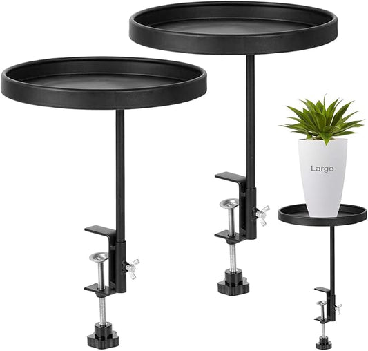 2Pack Window Plant Shelves Stand Holder 7.9inch Adjustable Windowsill Clamp Tray Round Metal Windowsill Extension Tray Window Planter Floating Shelf for Plants for Indoor Plants Home Decor, Black