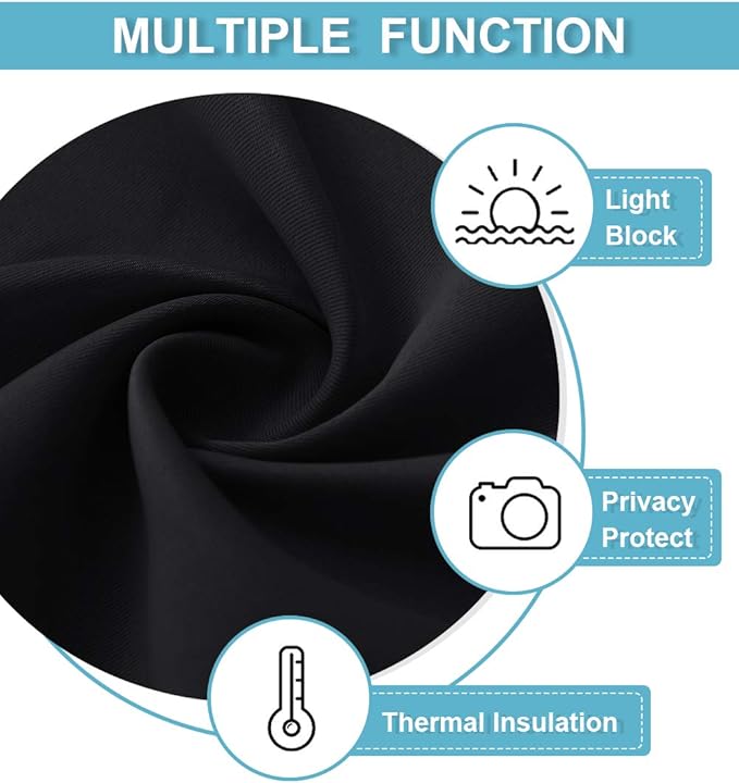 RYB HOME Extra Wide Curtains for Divider Room Separation Soundproof Temporary Door Curtains for Bedroom Closet Office Home Theatre Garage Living Room Privacy Drop Cloth, W 180 x L 84 inches, Black