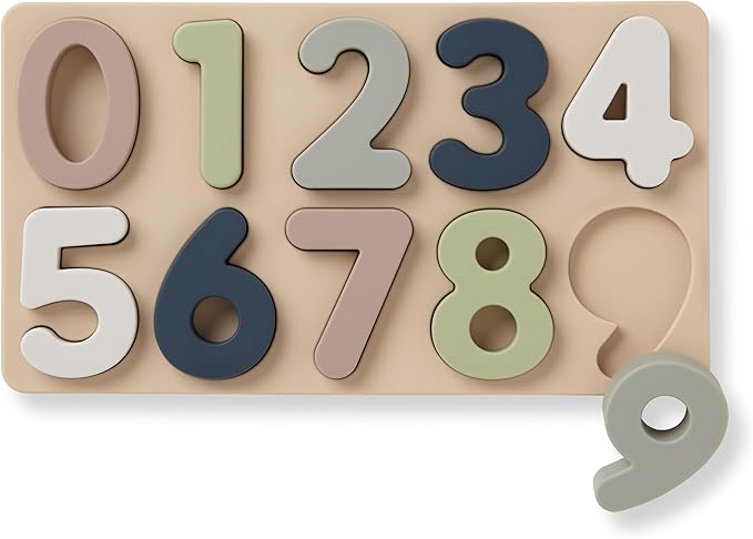Ali+Oli Baby Soft Silicone Number Puzzle Toys for Toddlers (11 Piece Set) - Montessori Learning Puzzle - Silicone Number Shape Sorter Toy