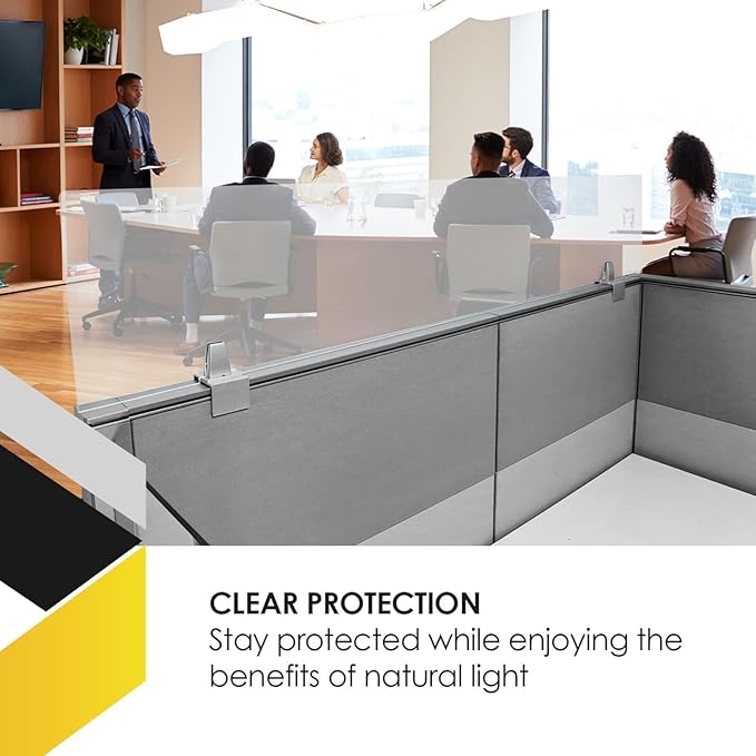 OBEX Acrylic Mounted Large Brackets Quality Desk Privacy Panel & Divider for Your Office Cubicle-Increase Separation & Improve Productivity (Clear, 24"W X 36"H)