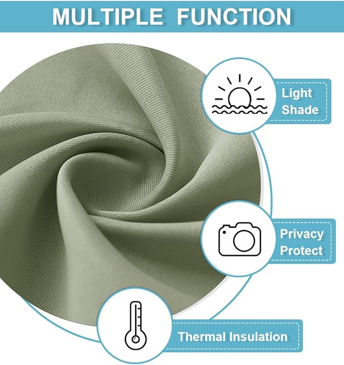 RYB HOME Privacy Curtain for Sliding Glass Door, Light Block Noise Reduce Insulated Curtain Screen Ceiling to Floor for Locker Room Basement Bedroom Closet, 100 inch Wide x 90 inch Long, Sage Green