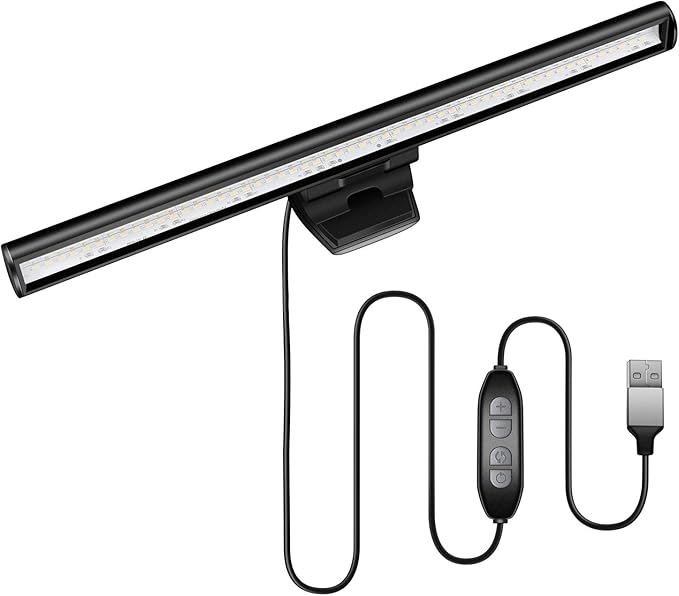 Laptop Monitor Light Bar, USB e-Reading LED Task Lamp, 3 Adjustable Color Temperature, 10 Dimming Brightness Levels, No Screen Glare, Space Saving, Eye Health Care, Portable for Travel