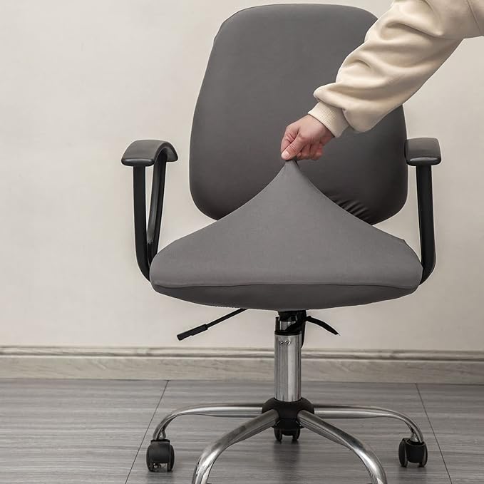 Melaluxe Computer Office Chair Covers, Protective & Stretchable Universal Chair Cover, Stretch Rotating Chair Slipcover (Dark Grey)
