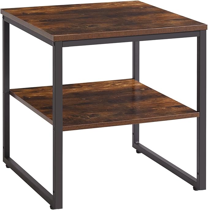 Aibiju Small Table Stand 20 Inch, Multi-Functional Side & Printer Accent Table with Storage Shelf, Rustic Brown YD-TM153H