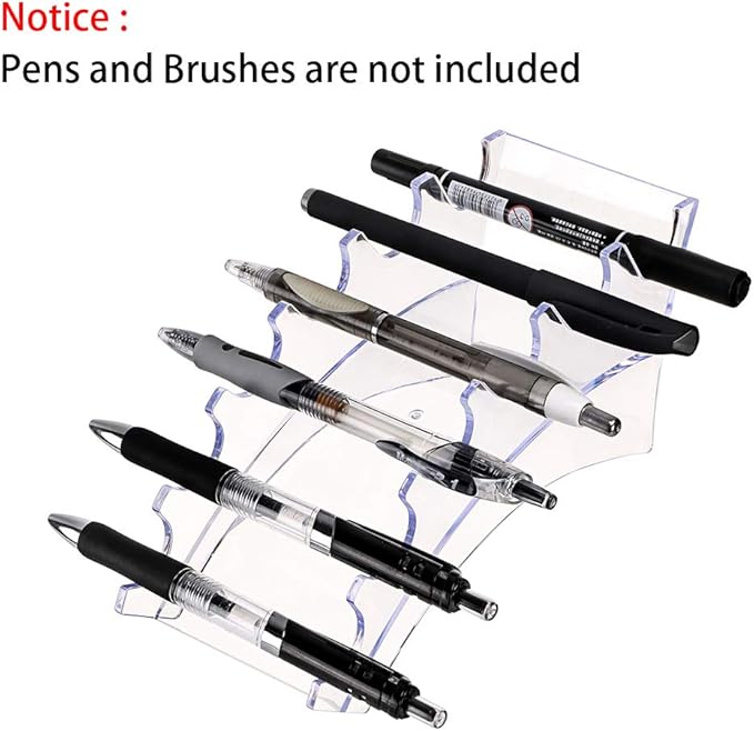 Hipiwe Acrylic Pen Holder Display Stand Clear Makeup Brush Rack Organizer Holder 6-Slots Nail Brush Eyebrow Fountain Pen Rack Display (Pack of 2)