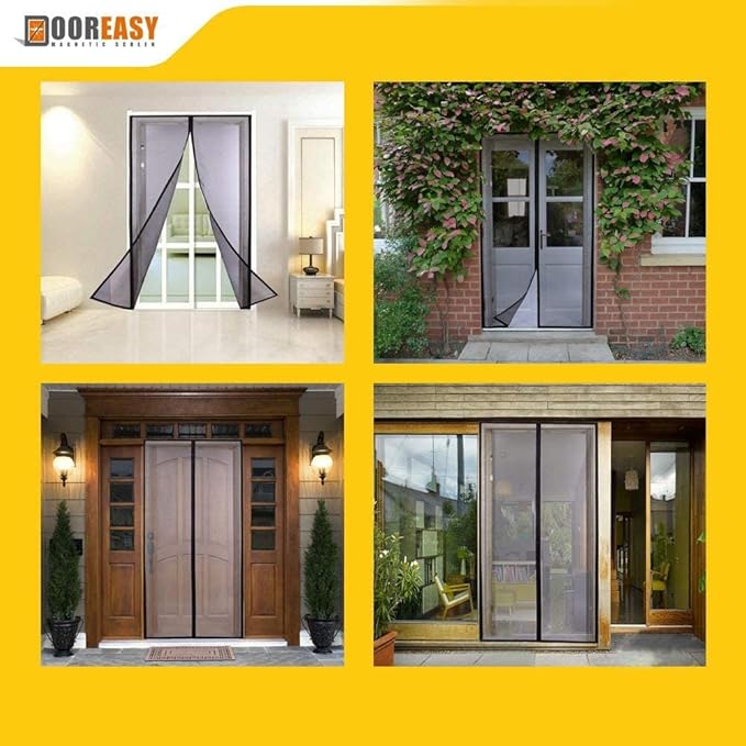 DOOREASY Magnetic Screen Door, New Upgraded Polyester Heavy Duty Mesh Door with Full Frame Hook & Loop, Enjoy Air Fresh, Screen Size 32" x 81", Fit Door Size 30 x 80 inch