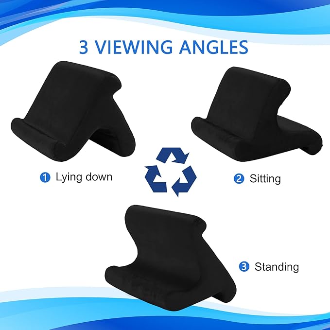 SAMHOUSING Tablet Pillow Stand - 3 Viewing Angles, Compatible with Tablets, Phones & iPad Pro 9.7, 10.5, 12.9 Air Mini 4, Kindle, E-Reader & Books (Black)