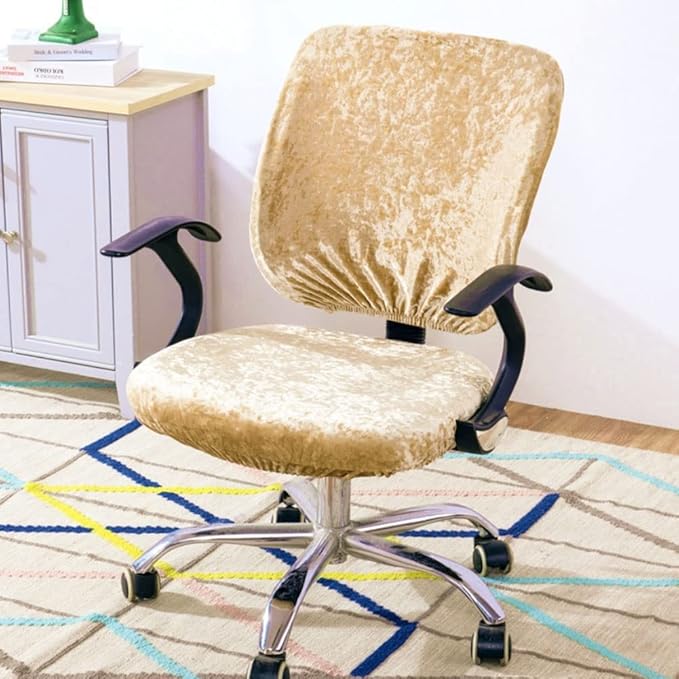 VIOKKO Stretch Spandex Velvet Computer Office Chair Covers, Removable Washable Universal Chair Slipcovers for Hotel Home Bar Wedding Party Decor (Chair Seat Cover + Backrest Cover)