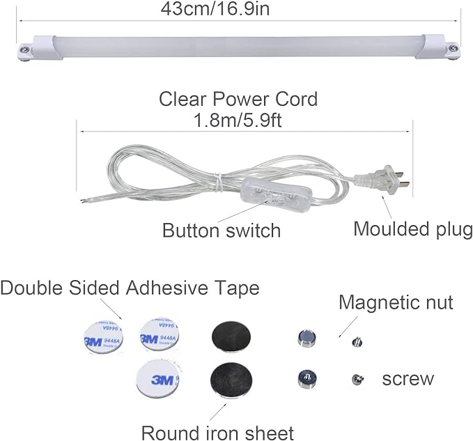 STBTECH 110V Under Cabinet Lights,17inch LED Under Counter Lighting with 6foot Plug Cable,Reading Desk Lamp for Kitchen/Shelf (Naturally White 4000K)