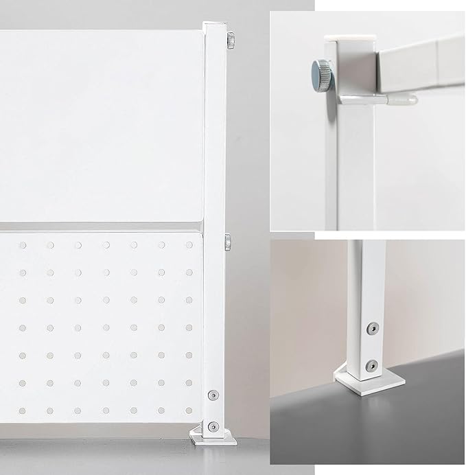 Clamp on Desk Shelf, 2 Tier Shelving Unit Clamp-on Above or Below Desk Extension Organizer Display Rack with Adjustable Metal Storage Tray, No Drilling