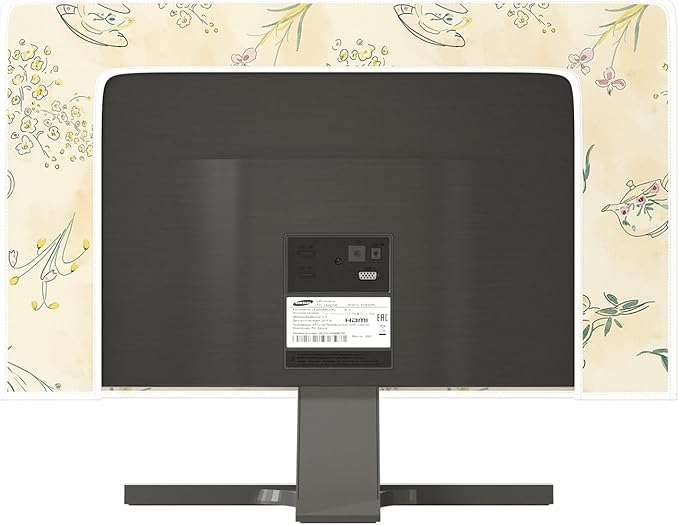 Orange Cottagecore Floral Waterproof 22, 23, 24, 25 Inch Anti-Static Dustproof LCD/LED/HD Teapot Botanical Desgin Monitor Accessories Laptop TV LCD Screen Monitor Decoration for Tablet