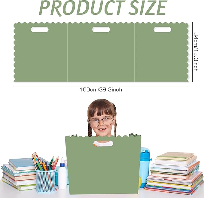 FYSUIMU 24 Pcs Student Desk Privacy Boards Gradient Sage Green Classroom Desk Divider Shield Privacy Panel Folders Screen Partition for School Teacher Student Test Supplies