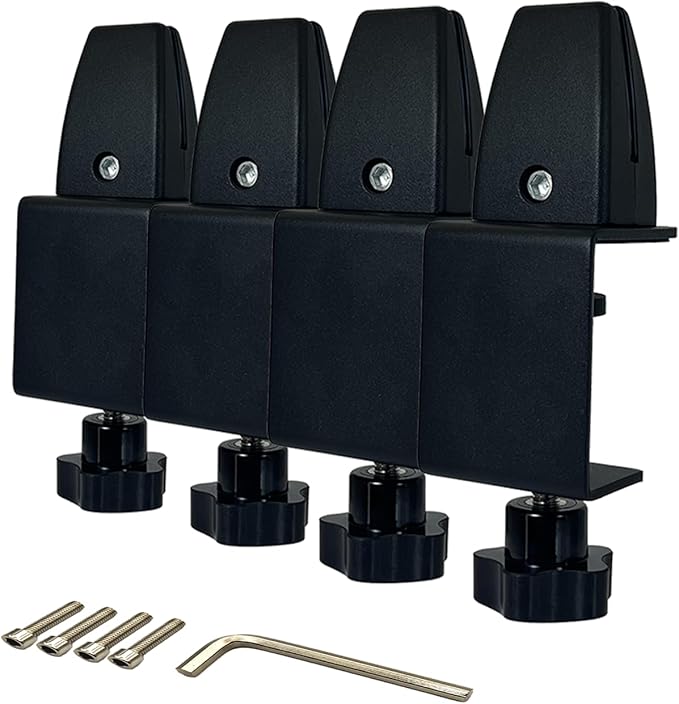 4-Pack Adjustable Aluminum Desk Clamps - Fits 1/8" to 51" Panels, Black Plexiglass/Privacy Screen Clips for Office Dividers & Sneeze Guards