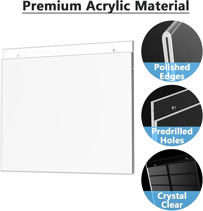 MaxGear Wall Mount Sign Holder 8.5 x 11 Inch, Clear Plastic Picture Frames with Mounting Screws, Door Sign Holders and Document Display Frame for Home, Office, Store, Landscape, 6 Pack