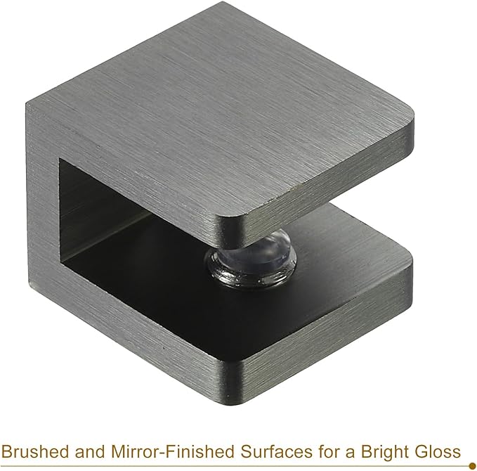 uxcell Glass Shelf Clamp, 2Pcs Brass Glass Clamp for 8-10mm Thick Glass, Adjustable Glass Shelf Bracket Support Holder, Black