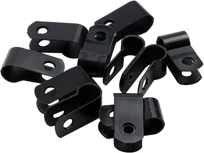 Antrader Cable Clips for Cable Management Cord Organizer,Nylon Plastic R-Type Wire Clips with Screws,1/4" Clamps Fasteners,Black,200Pcs